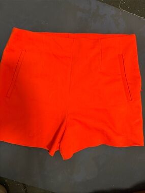 Zara Vibrant Red High-Waist Tailored Shorts